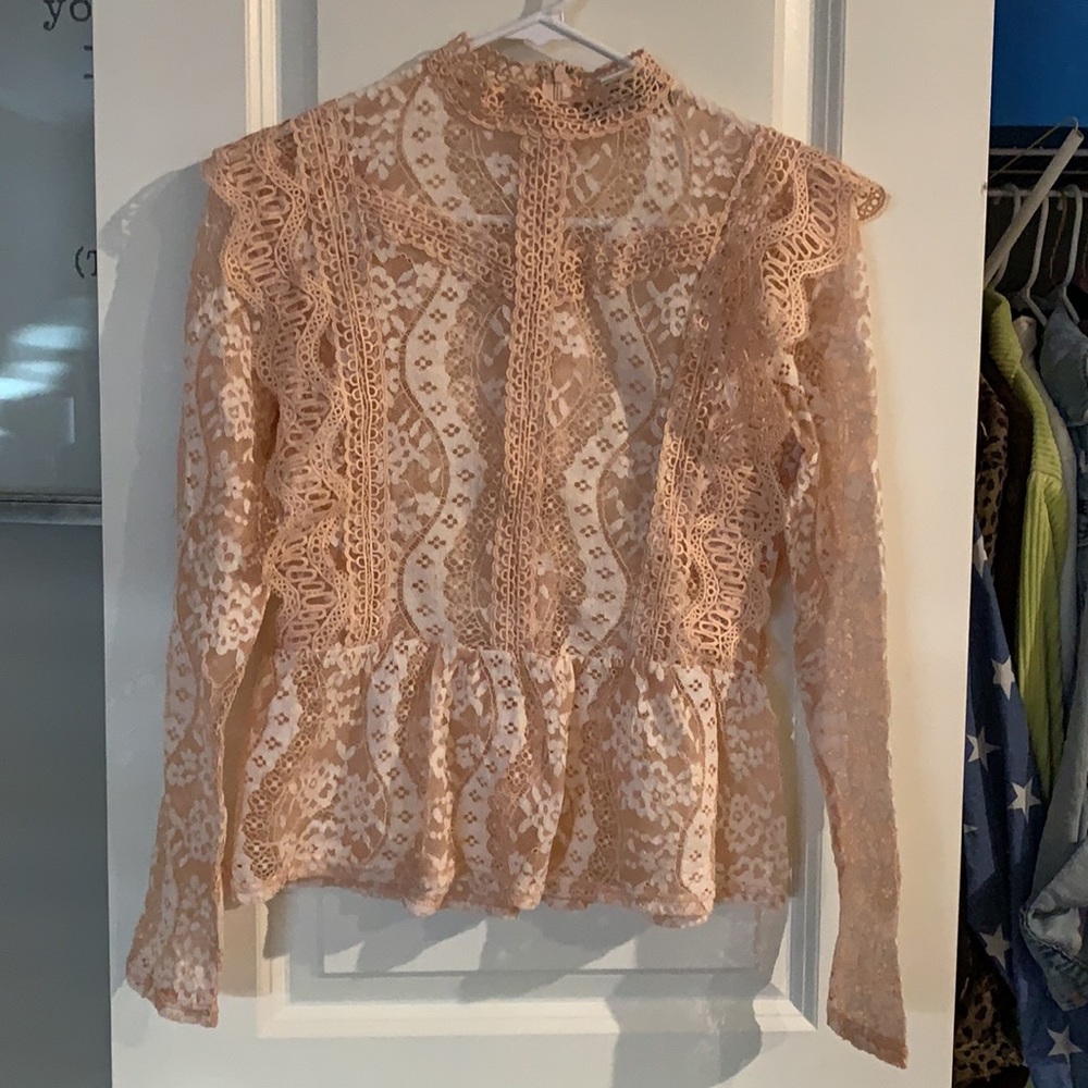 NWOT Lace top with mock neck